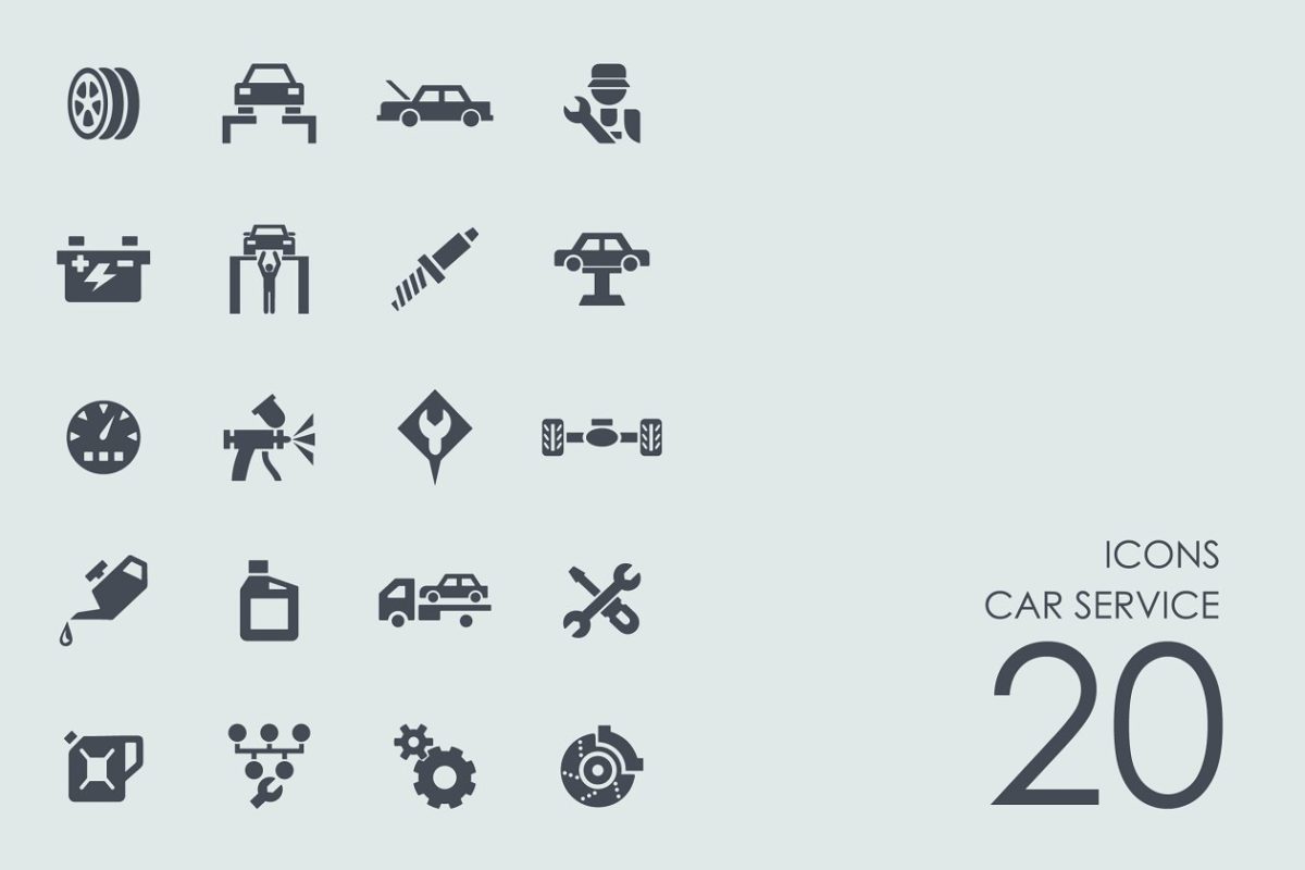 汽车服务元素图标 Car service icons