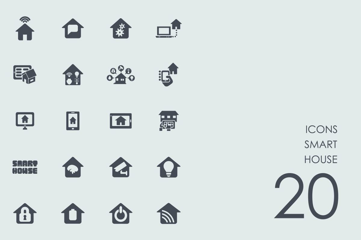 智能房子图标素材 Smart house icons