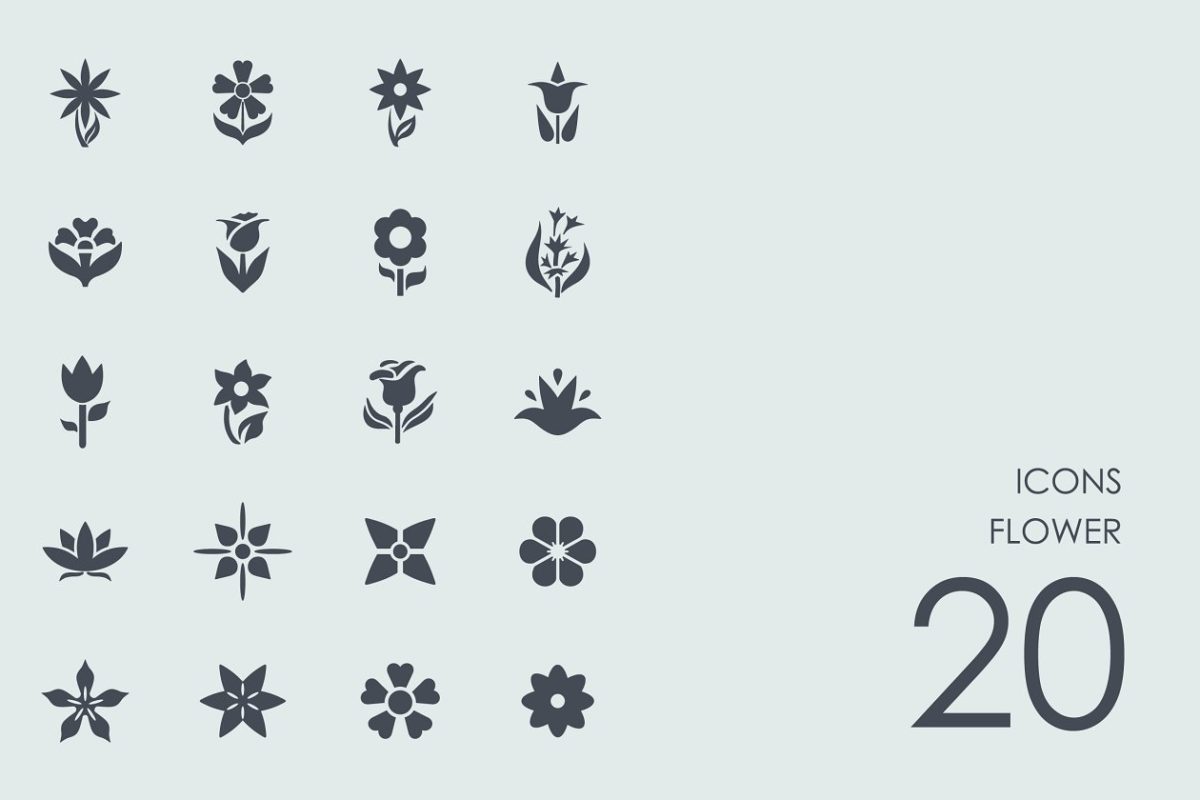 花卉矢量图标素材 Flower icons