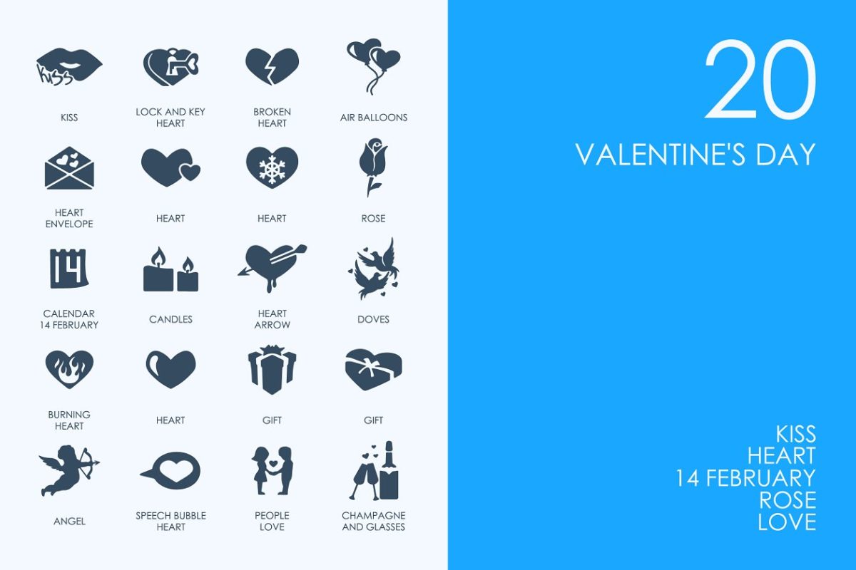 情人节图标素材 Valentine’s Day icons