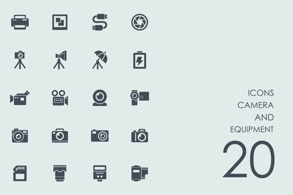 相机设备图标 Camera and equipment icons