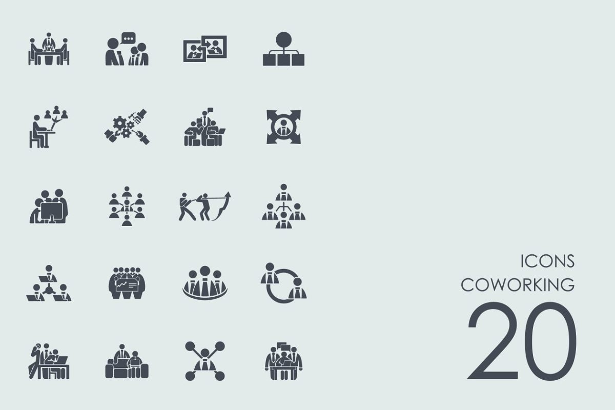 共同办公合作图标 Coworking icons
