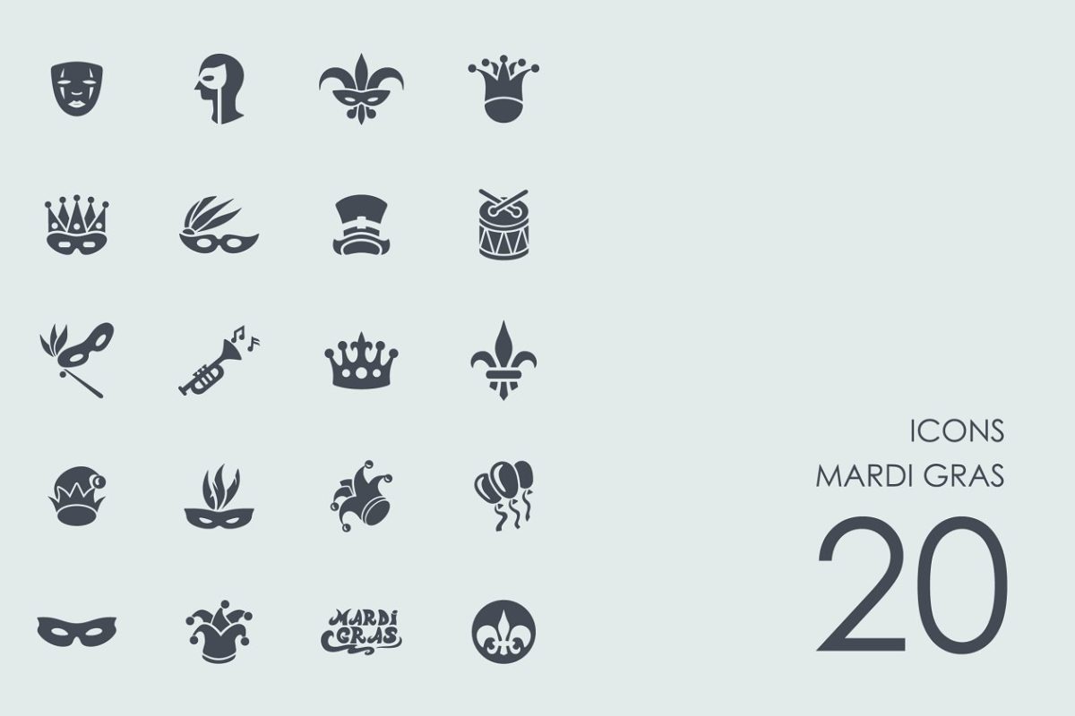 狂欢节图标素材 Mardi gras icons