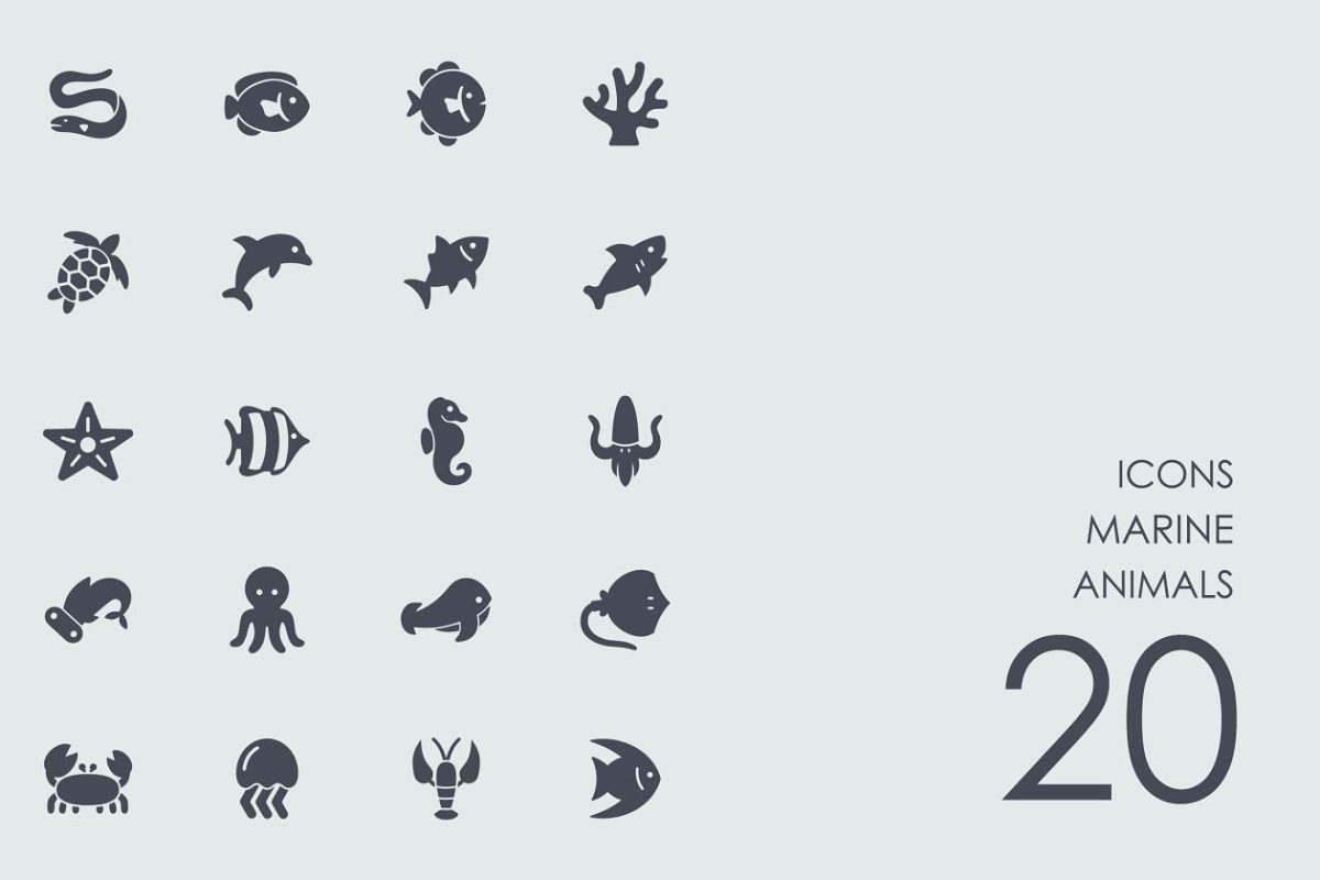 海洋动物图标素材 Marine animals icons