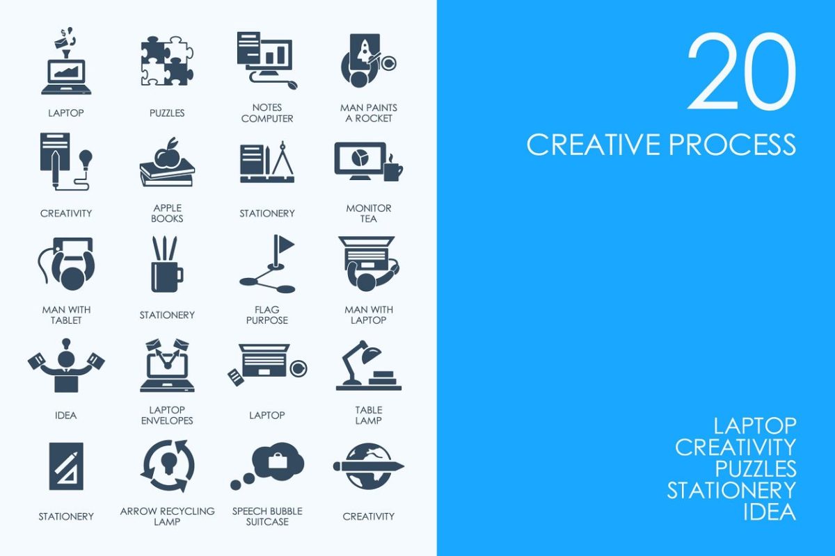 创作过程矢量图标 Creative process icons