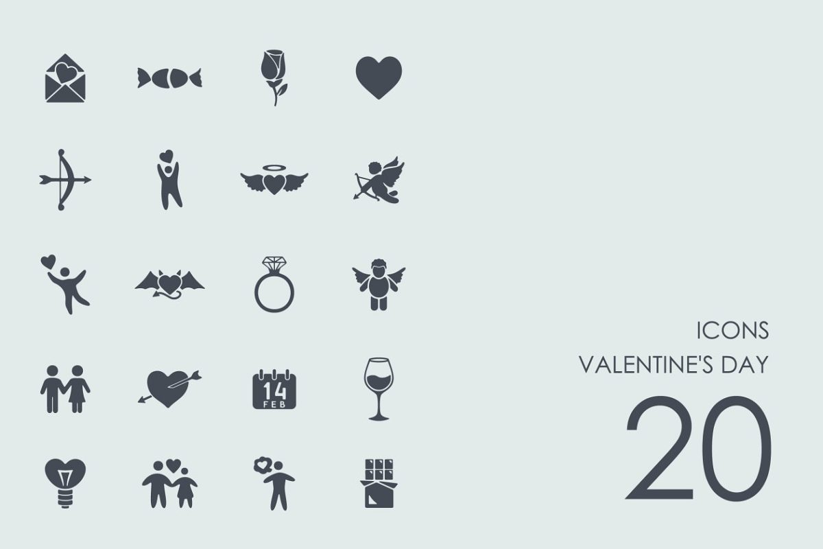 情人节图标素材 Valentine’s day icons