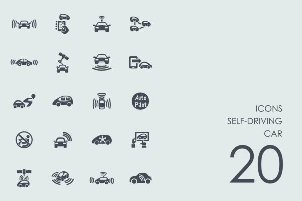 无人驾驶汽车图标 self-driving car icons