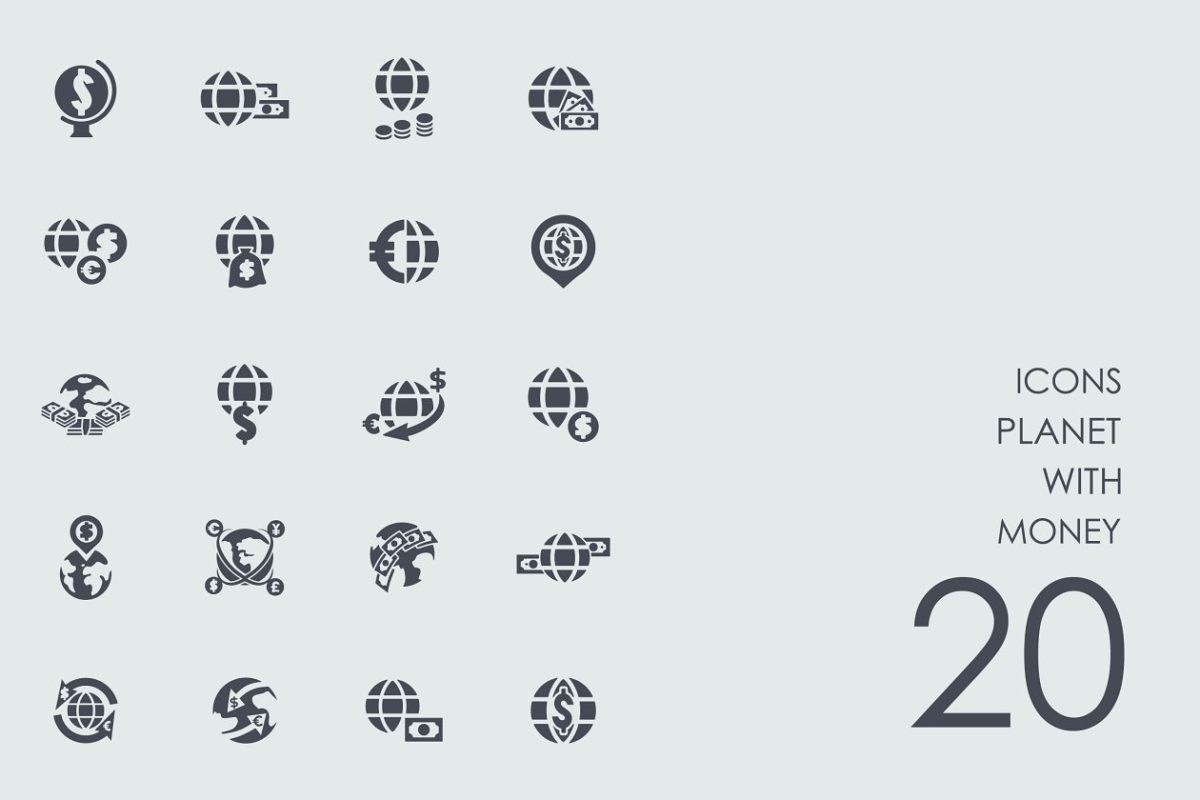 全球金融图标 Planet with money icons