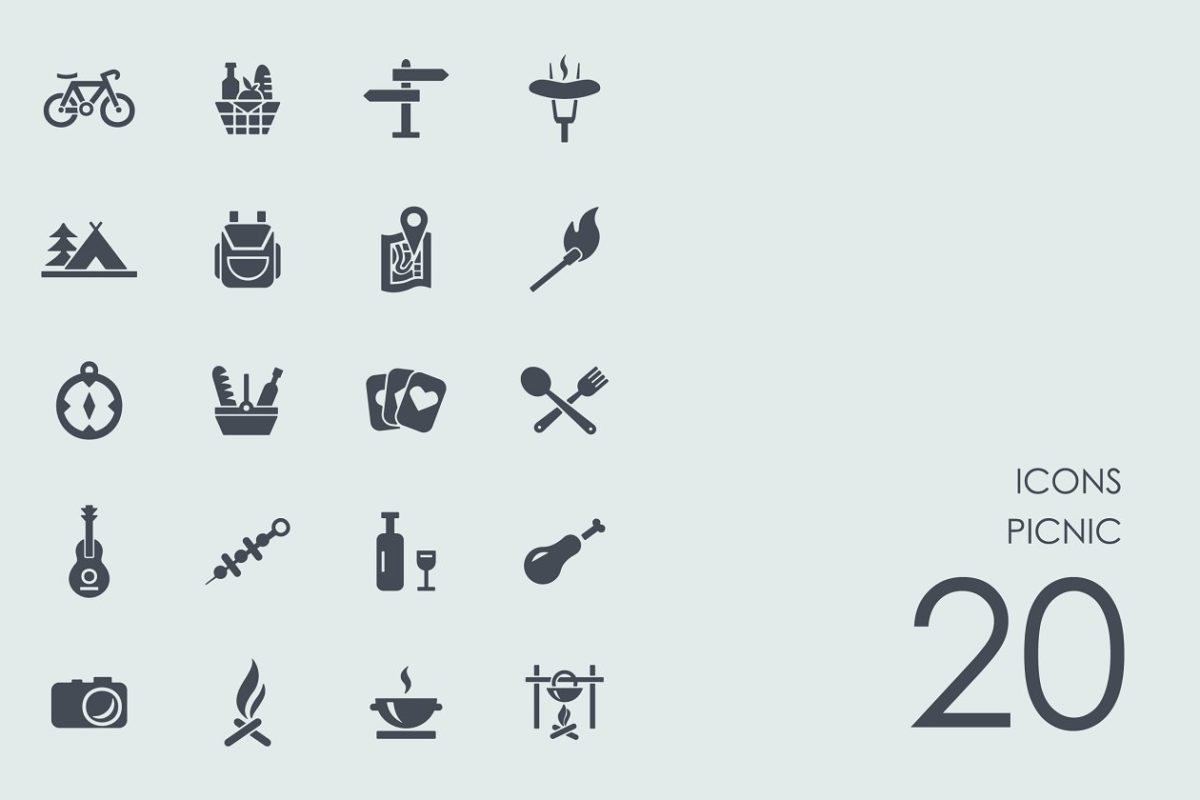 野餐图标素材 Picnic icons