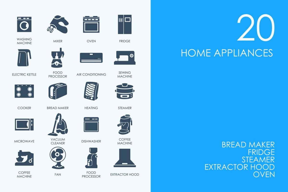 家用电器的图标素材 Home appliances icons