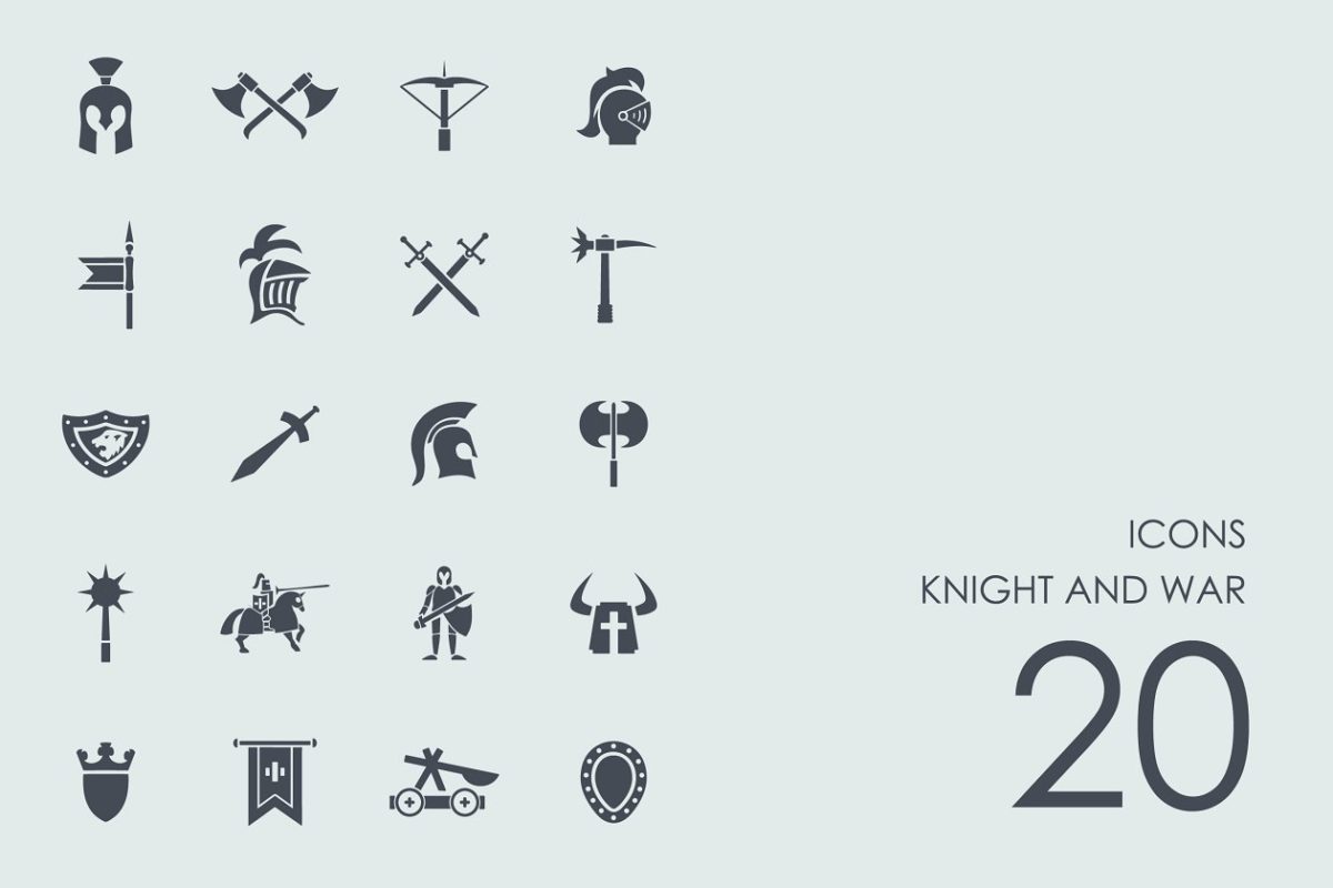 骑士和战争的象征图标 Knight and war icons