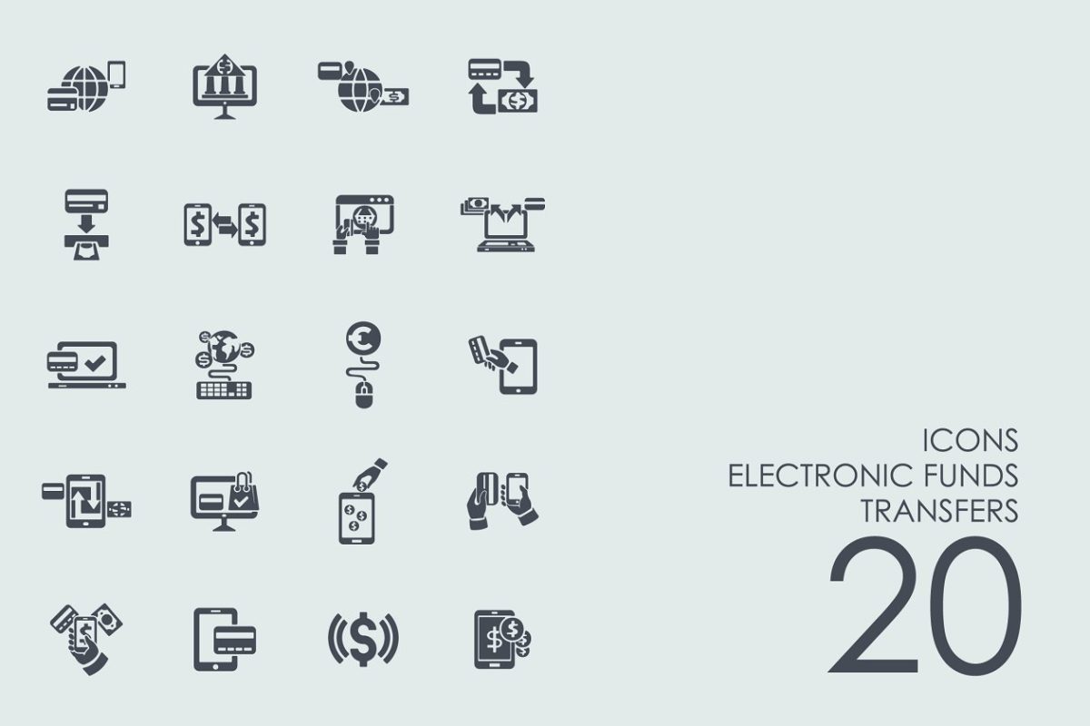 电子资金转账图标素材 Electronic funds transfers icons