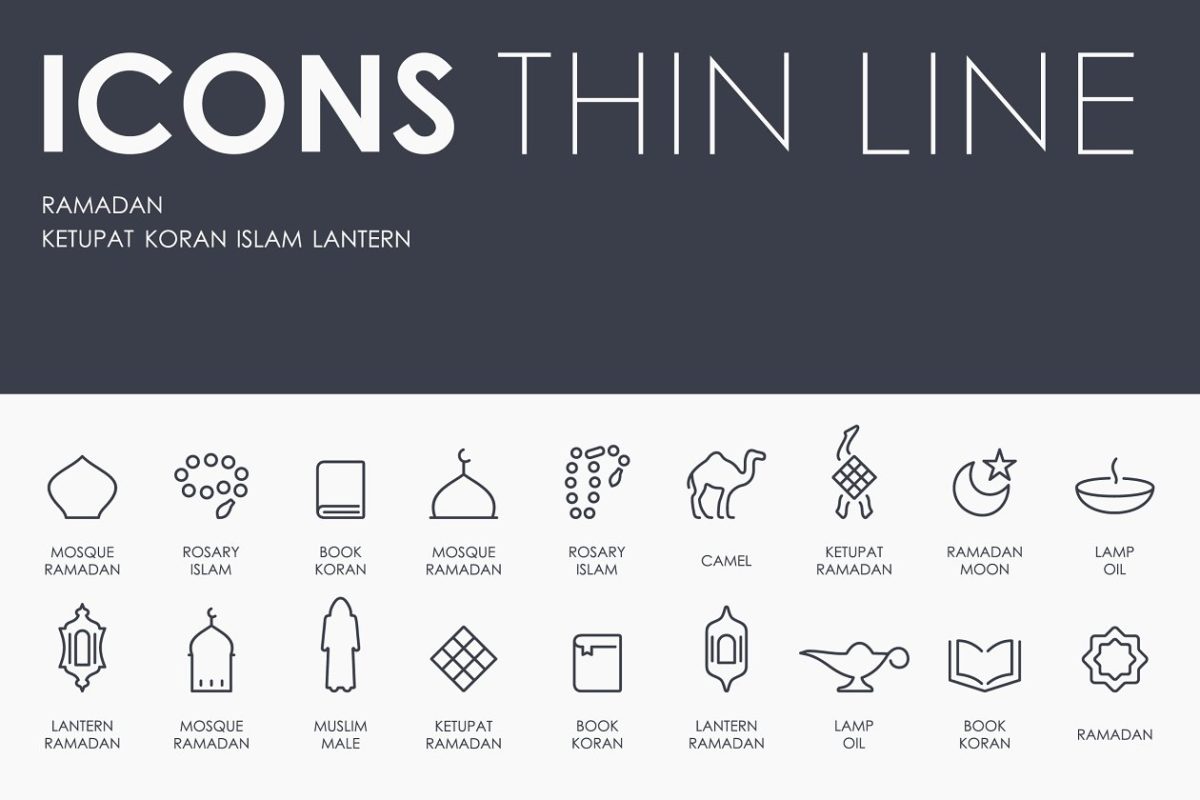 阿拉伯图标素材 Ramadan thinline icons