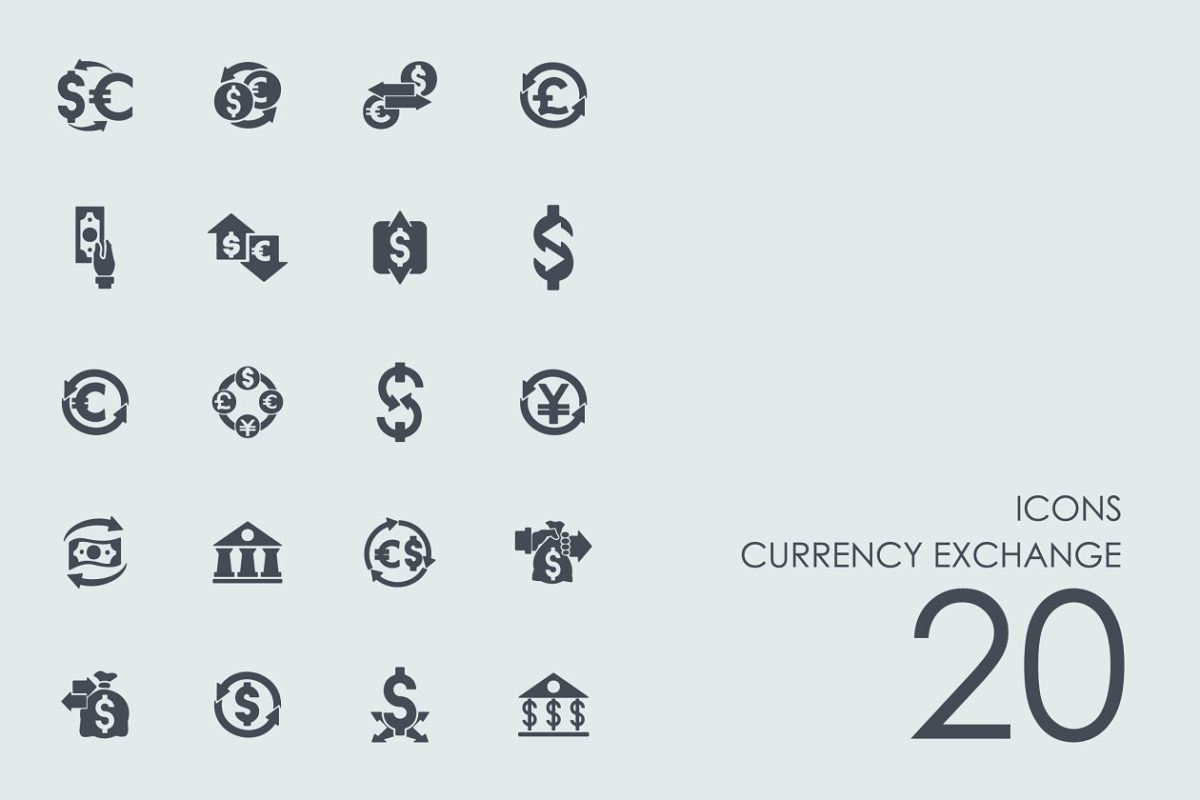 货币兑换的图标素材 Currency exchange icons