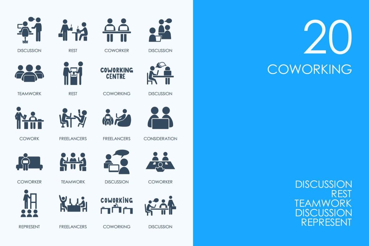 共同办公的矢量图标 Coworking icons