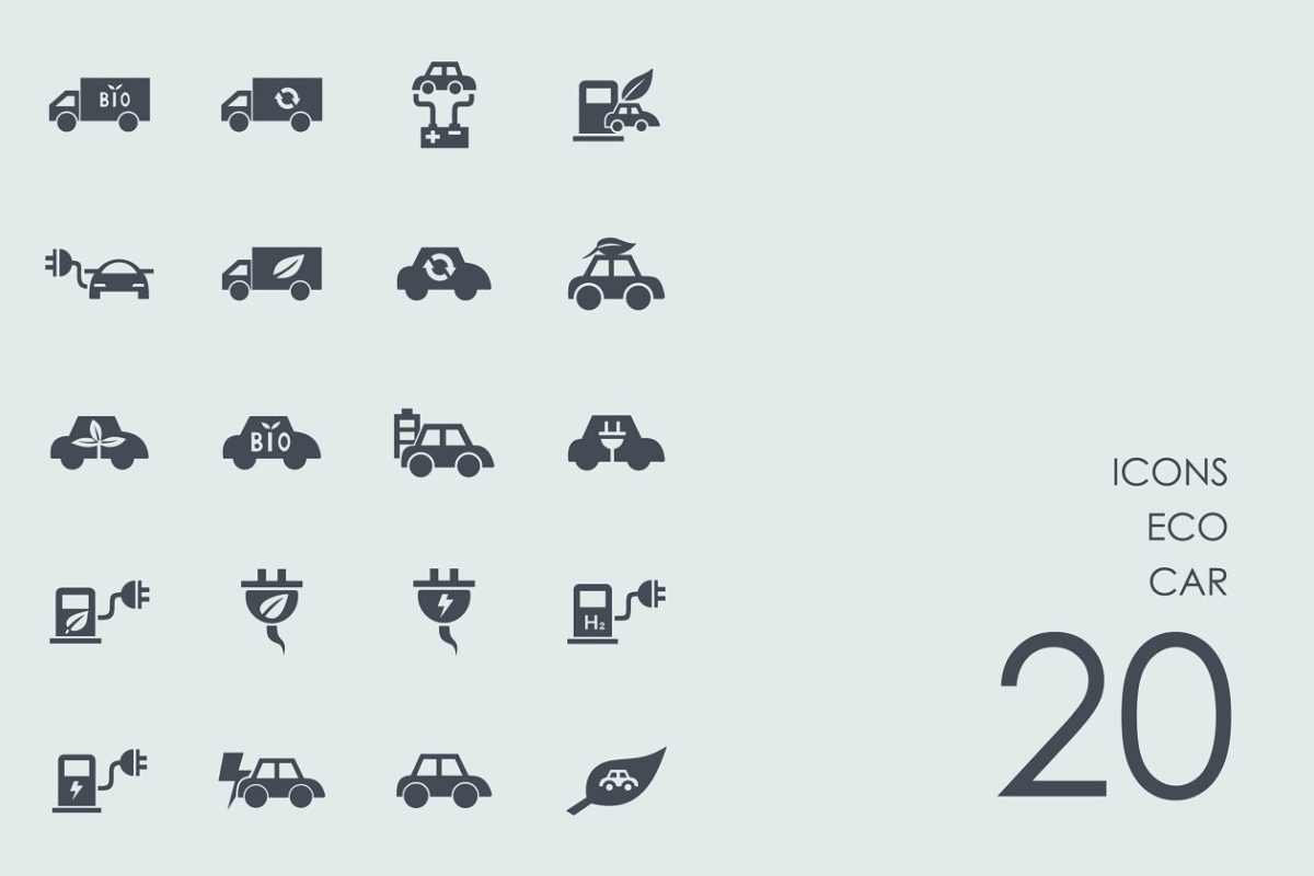 环保汽车图标 Eco car icons