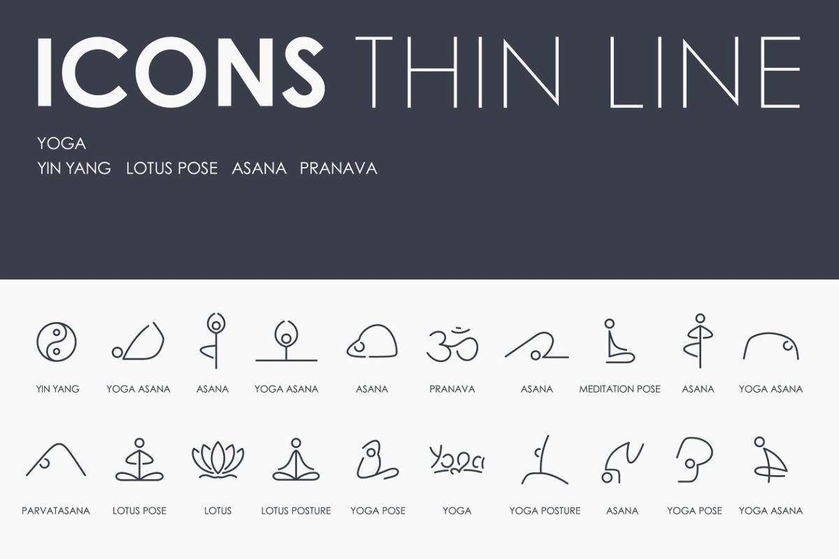 瑜伽图标素材 Yoga thinline icons