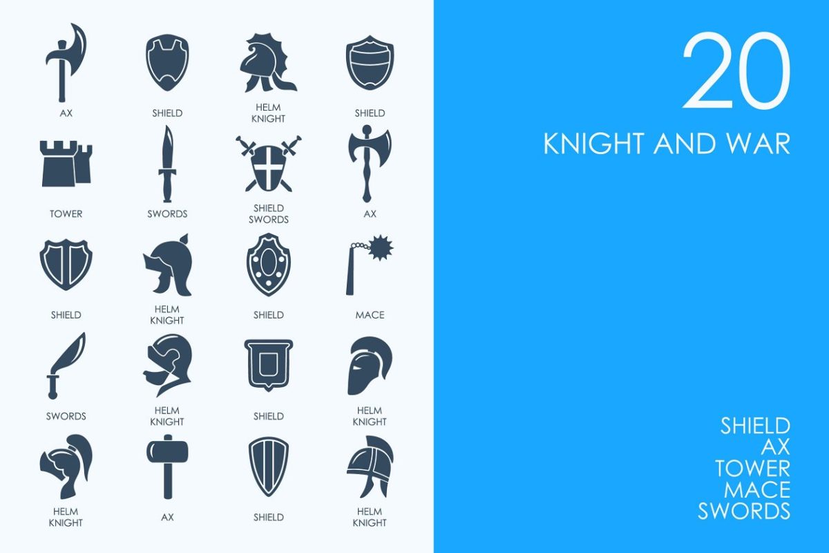复古战争UI矢量图标 Knight and war icons