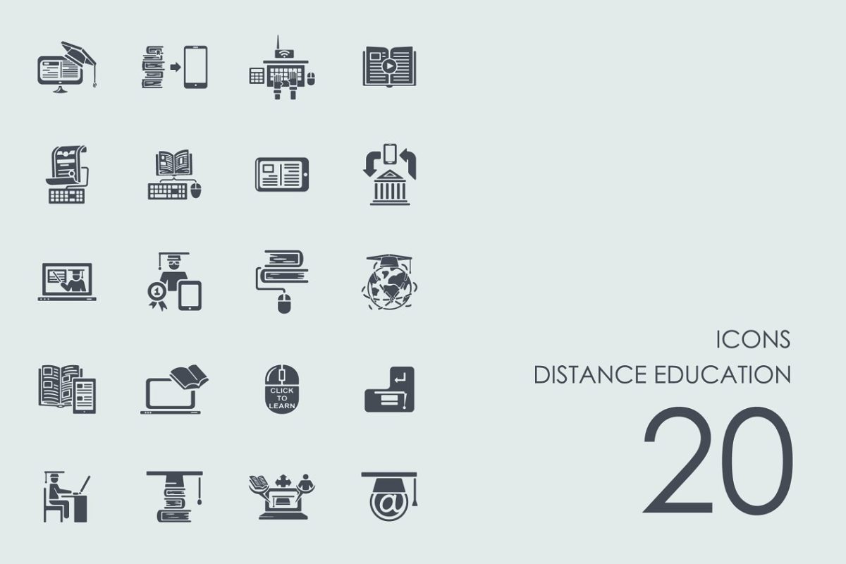 远程教育的图标素材 Distance education icons