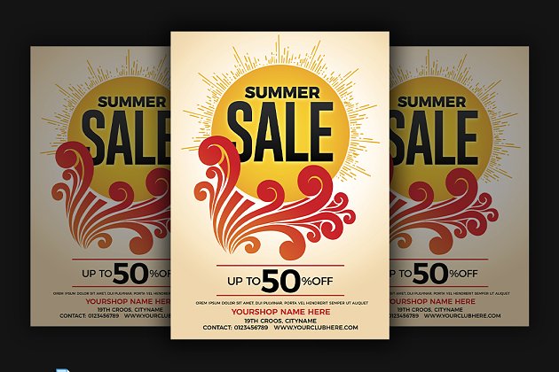 夏天折扣海报模板 Summer Sale Flyer Template
