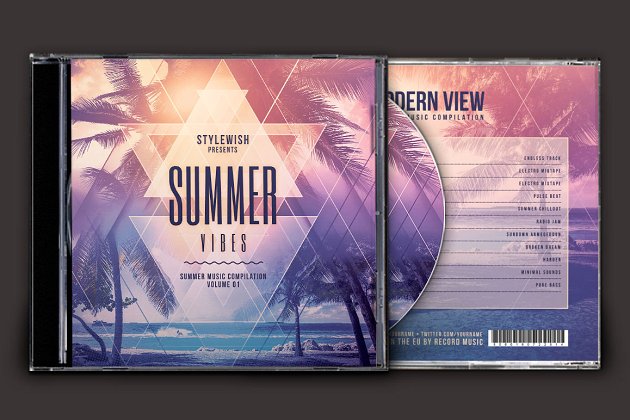 夏季风格的CD封面设计模版 Summer Vibes CD Cover Artwork