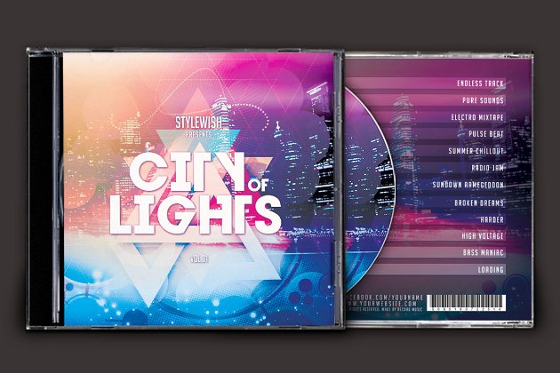 城市之光CD封面设计模板 City of Lights CD Cover Artwork