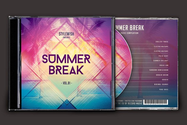 夏季风格的CD封面设计模版 Summer Break CD Cover Artwork