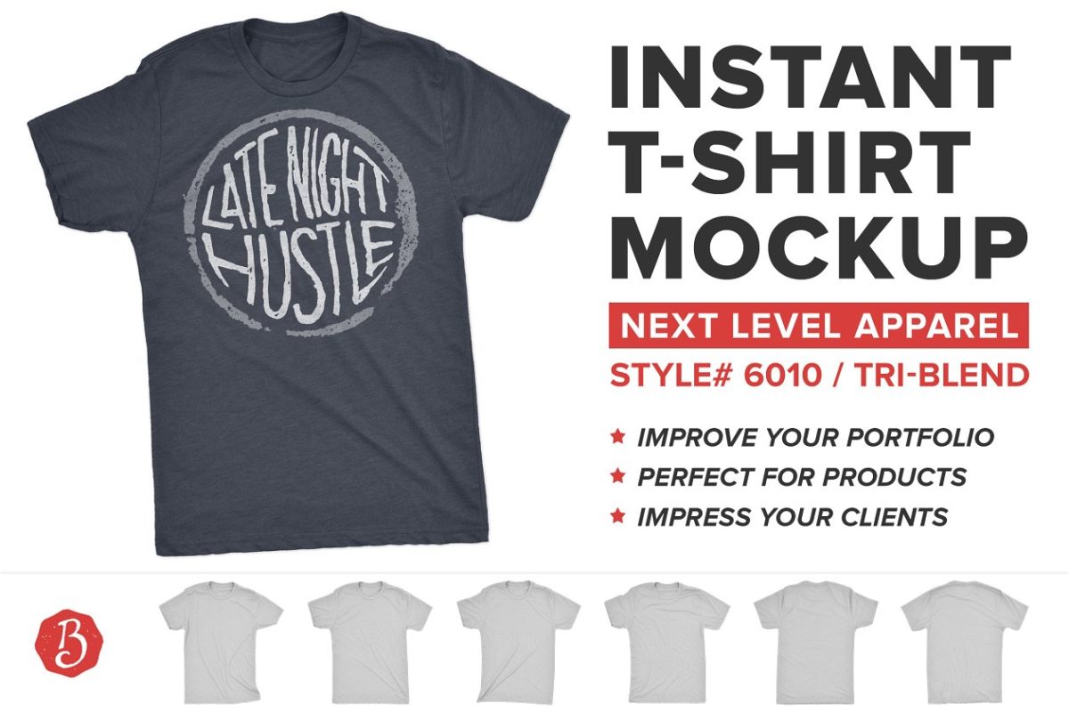 衬衫T恤样机素材 Next Level Tri-Blend T-Shirt Mockups