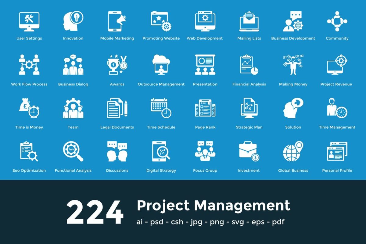 224项目脑图图标 224 Project Managment Vector Icons