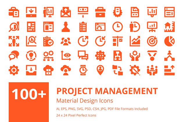 项目管理图标素材 100+ Project Management Icons Set