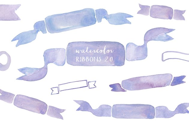 水彩标签素材 Watercolor Ribbons Ver 2.0