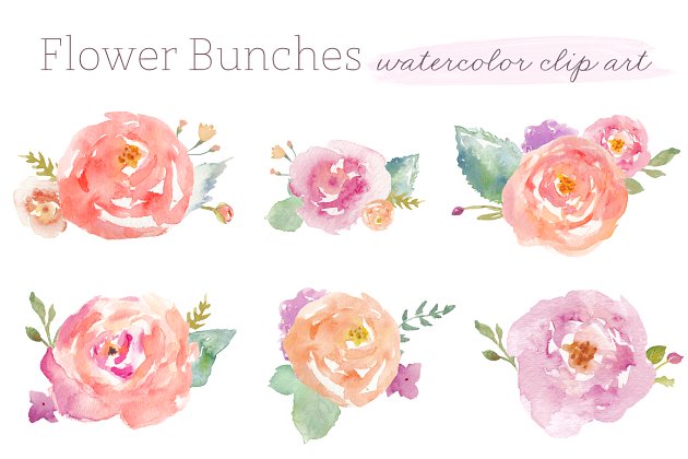 水彩花卉图形 Flower Bunches