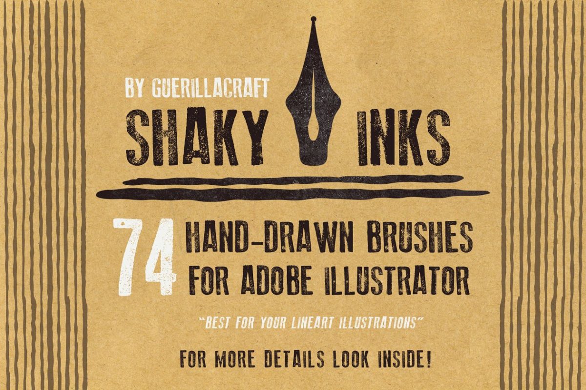 Ai纹理墨水笔刷 Shaky inks – brushes for Illustrator