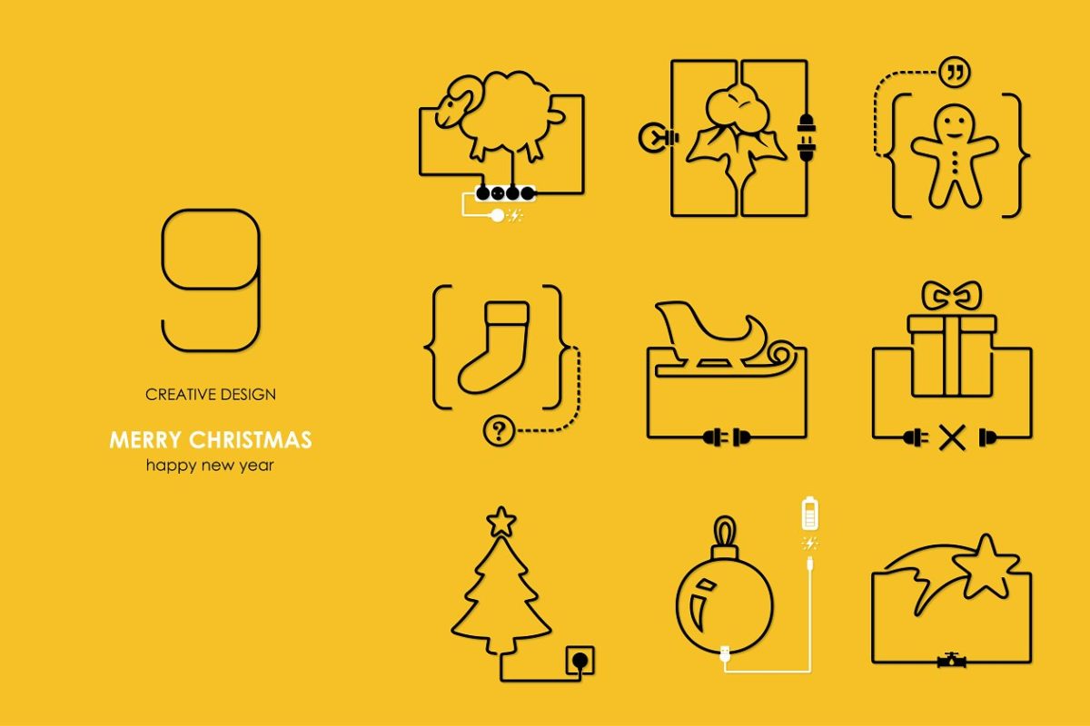 圣诞节扁平化图标 Christmas: connection flat design