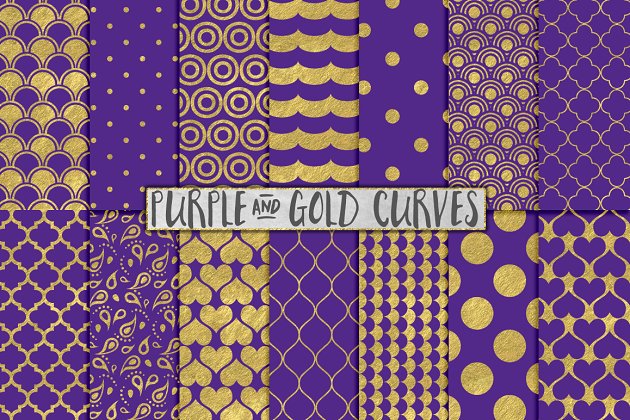 皇家紫色和金色背景纹理 Royal Purple and Gold Backgrounds