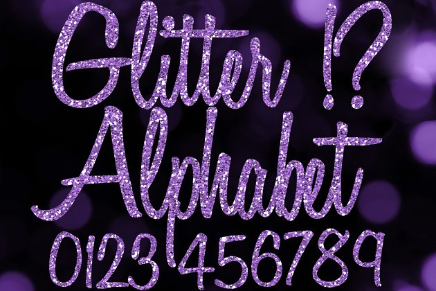 经典的闪光金粉素材 Purple Glitter Alphabet Clip Art