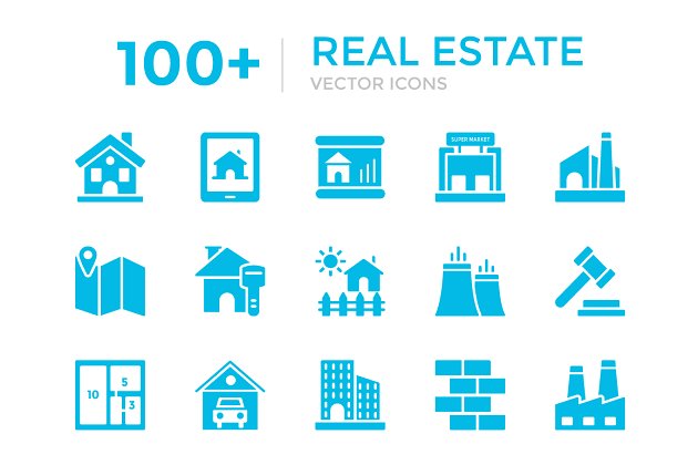 100+ 资产相关图标 100+ Real Estate Vector Icons