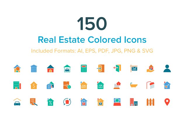 财产图标素材 150 Real Estate Colored Icons