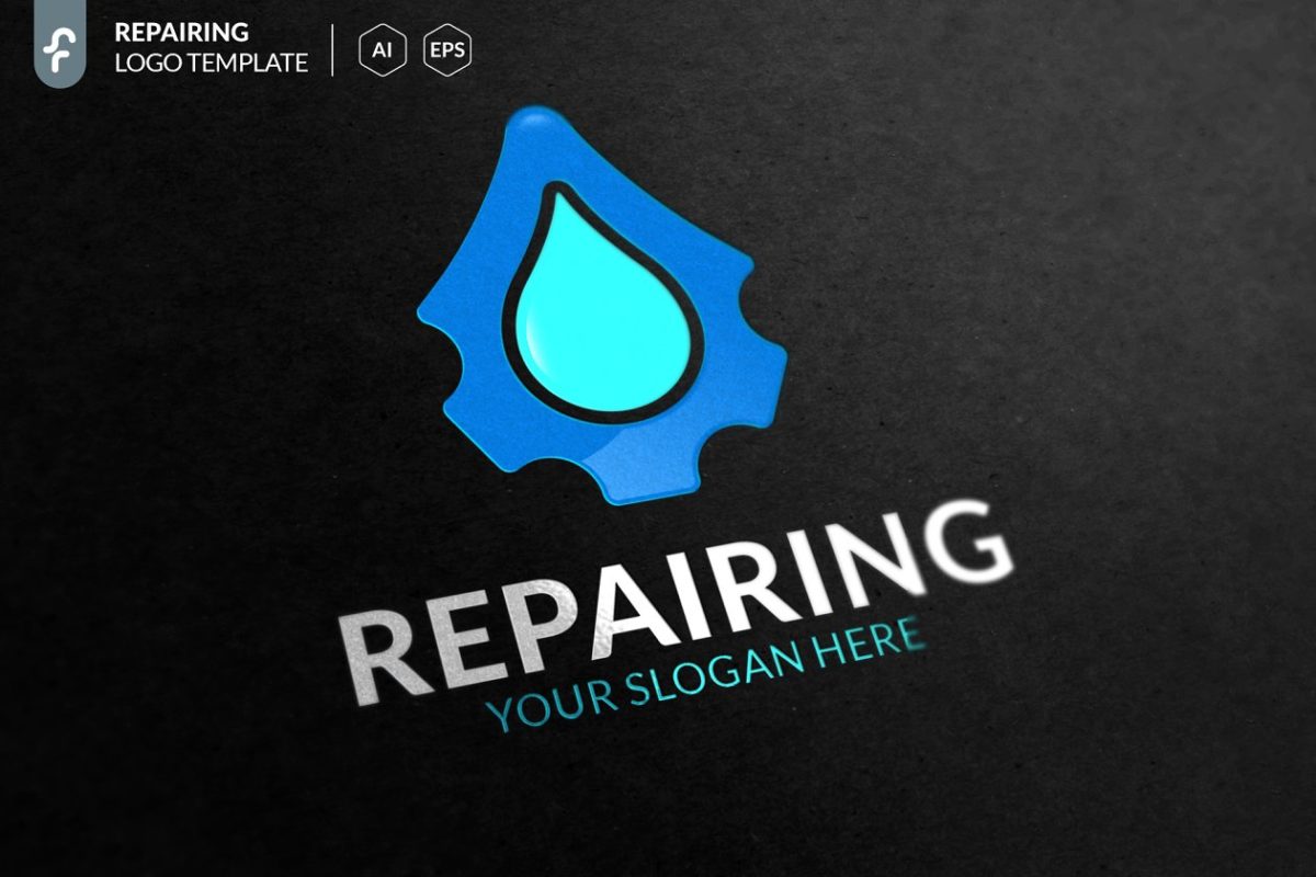 水滴维修相关的LOGO模板 Drop Repair Logo