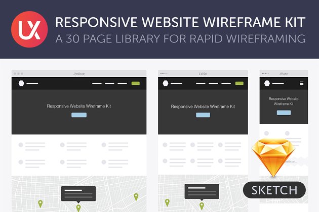 响应式网页模板 Responsive Website Wireframe Kit