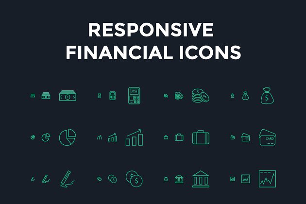金融类响应式网页图标下载 Responsive Financial Vector Icons