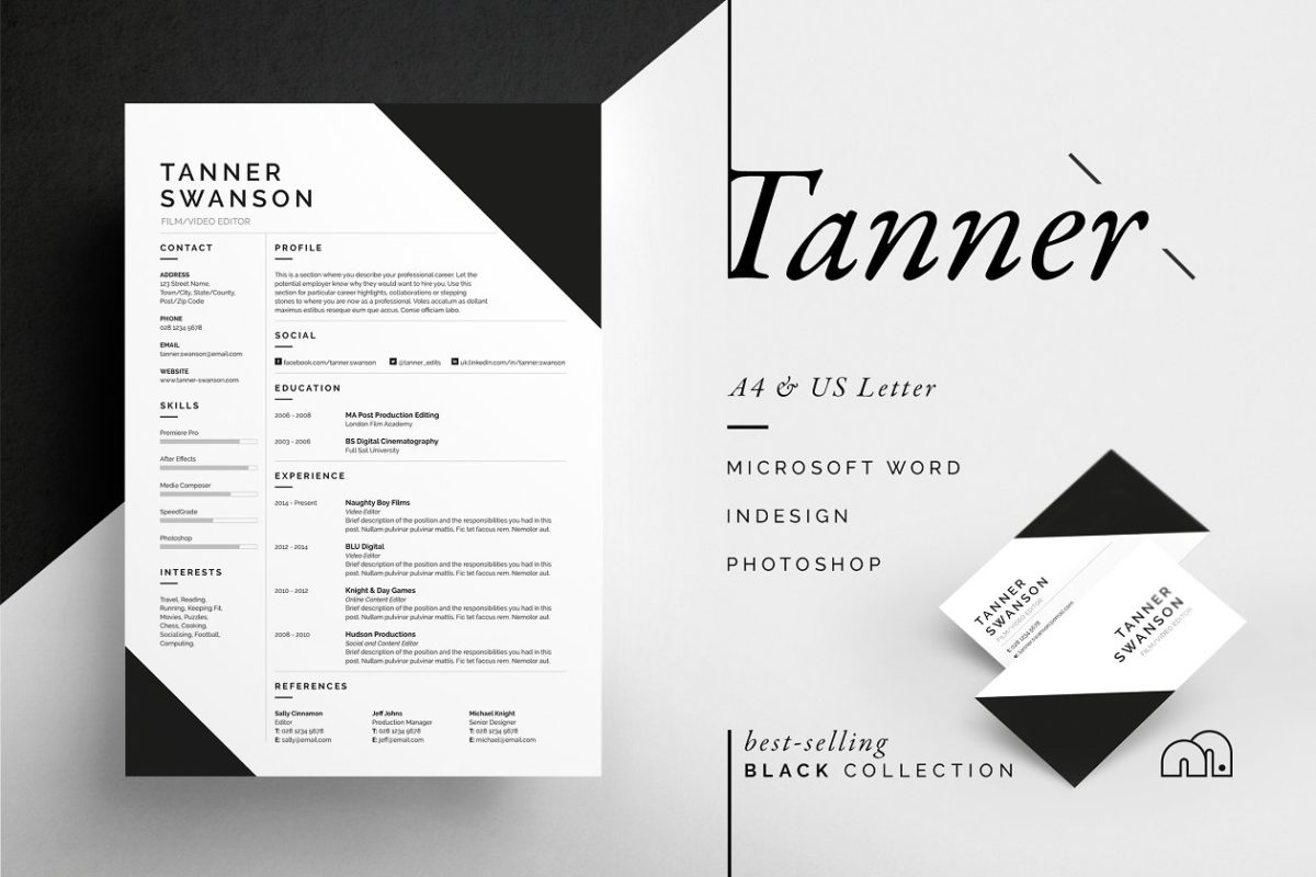 简单专业简历模板 Tanner – Resume/CV