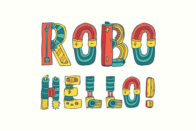 卡通彩色字体 Cartoon colorfull robo font