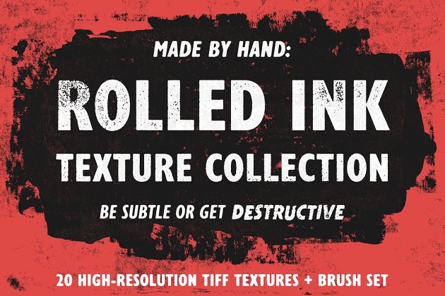 摇滚的模式样式纹理 Rolled Ink Texture Collection