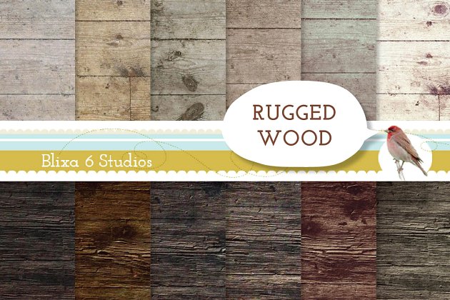 坚固耐用的木质纹理 Rugged Wood Textures