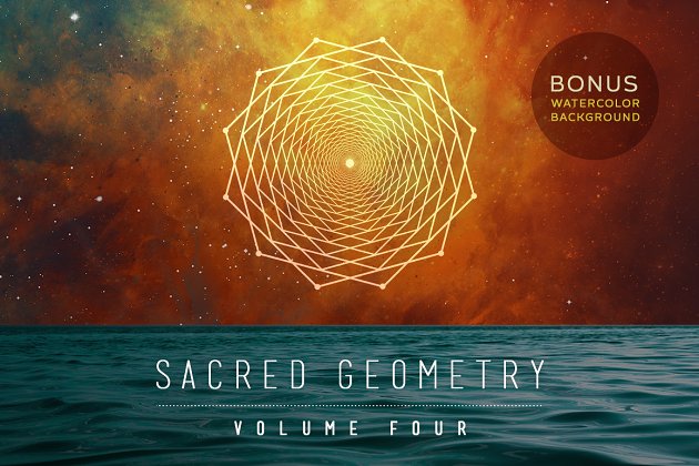 神秘宗教色彩的几何矢量对称图形素材包 Sacred Geometry Vector Pack Vol. 4