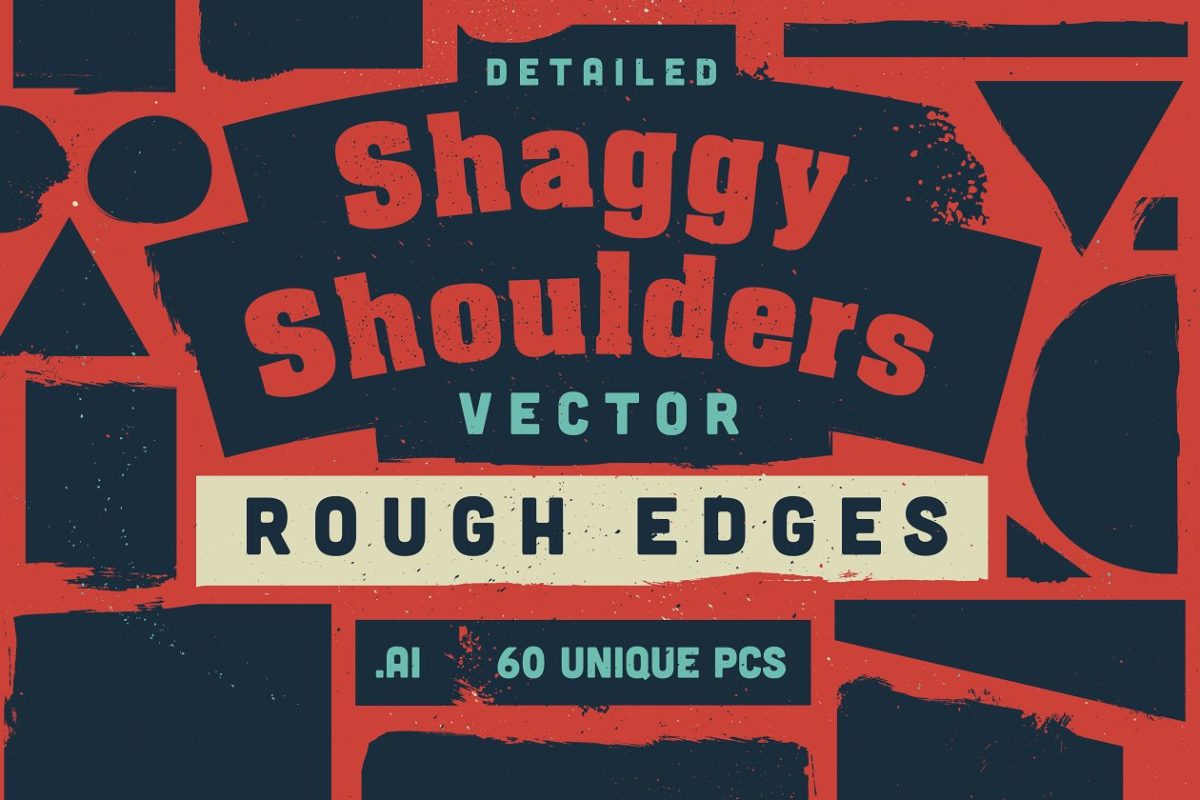 多彩蓬松的绘画矢量形状 Shaggy Shoulders Vector Shapes