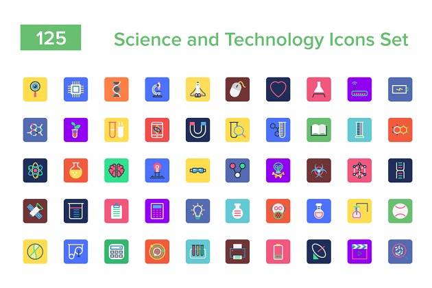 科技图标素材 125 Science and Technology Icons Set