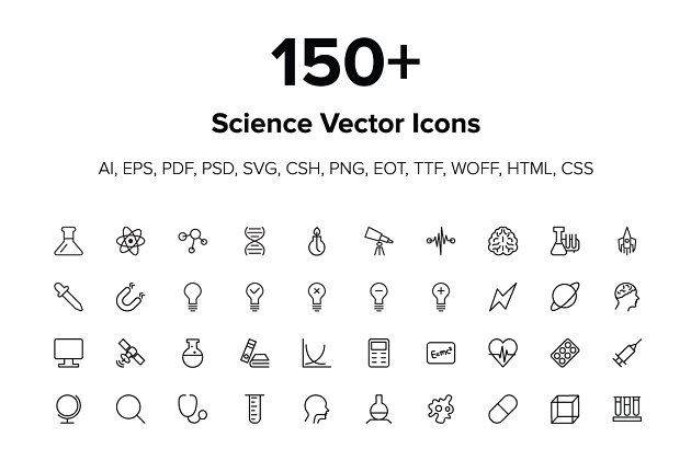 科技图标素材 150+ Science Icons