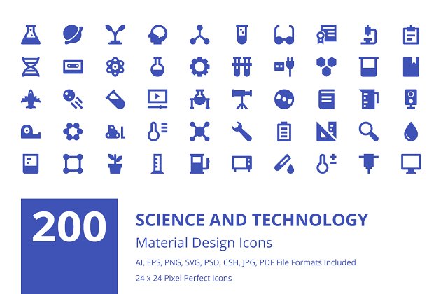 科技技术矢量图标 200 Science and Technology Icons